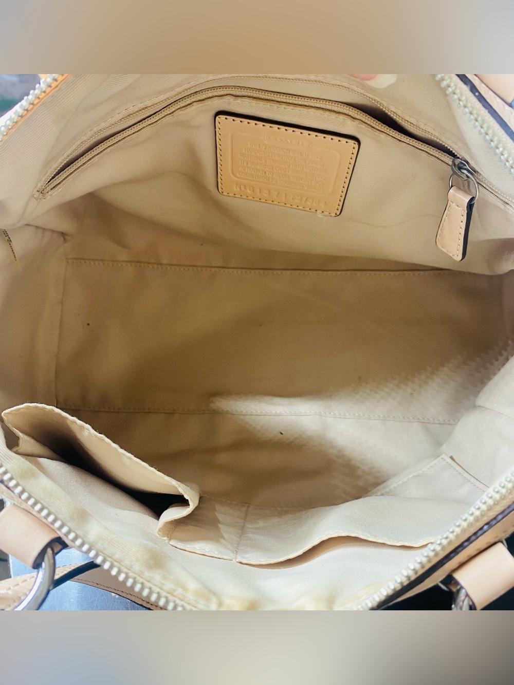 COACH Signature Khaki Jacquard Python Stripe Satchel Handbag F24884 - Picture 11 of 13